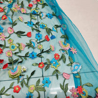 130cm Width x 95cm Length Colorful Floral Embroidery Lace Fabric