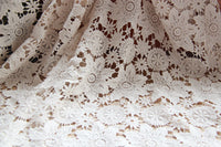 125cm Width Vintage Hollow-out Floral Embroidery Lace Fabric by the Yard