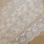 2 Yards of 25cm Width Premium Floral Embroidery Cotton Lace Trim