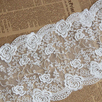 2 Yards of 17cm width Royal Classical Vintage Rose Floral Embroidery Lace Fabric Trim