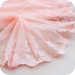 3 Yards of 25cm Width Premium Fine Pink Floral Embroidery Lace Fabric