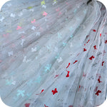 51” Width Romantic Butterfly and Musical Notes Embroidery Lace Fabric by The Yard