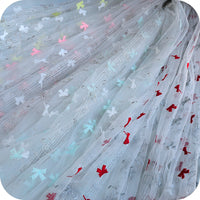 51” Width Romantic Butterfly and Musical Notes Embroidery Lace Fabric by The Yard