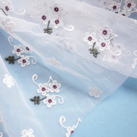 130cm Width Little Purple Flower Embroidery Lace Fabric by the Yard