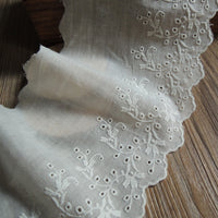 4 Yards of 11cm Width Floral Embroidery Sewing Cotton Eyelet Fabric Trim