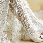 130cm Width x 95cm Length Premium Beads-like Embroidery Bridal Wedding Lace Fabric
