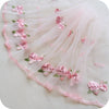 3 ヤードの 42 cm 幅のピンクのバラの花の刺繍オーガンザ レース生地