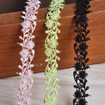 1cm Width x 600cm Length Premium Daisy  Floral Embroidery Lace Ribbon