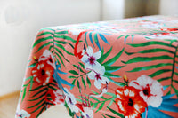 145cm Width Tropical Flowers and Foliage and Flamingo Birds Print Cotton Canvas Fabric Pink by the Yard