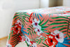 145cm Width Tropical Flowers and Foliage and Flamingo Birds Print Cotton Canvas Fabric Pink by the Yard