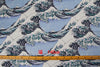 140cm Width Japanese The Great Wave Print Cotton Fabric by the Yard