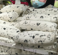 150cm Width x 95cm Length Cartoon Birds Sketch Abstract Birds Print Cotton Linen Fabric