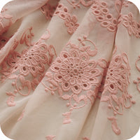 19” Width Cotton Embroidery Pink Eyelet Lace Fabric by the Yard