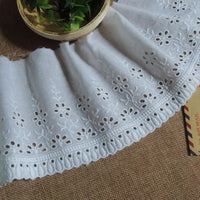 4 Yards of 12cm Width Floral Pattern Embroidery Eyelet Lace Cotton Fabric Trim