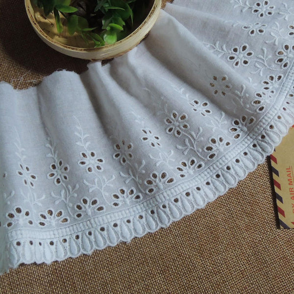5 Yards of 12.7cm Width Cotton Lace Fabric Eyelet Trim