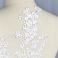 2PCS Wedding Bridal Veil Floral Applique 54x28cm