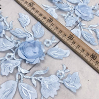 幅125cm x 長さ95cm プレミアムスパンコール 3D 花刺繍 ウェディングレース生地