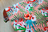 145cm Width Tropical Flowers and Foliage and Flamingo Birds Print Cotton Canvas Fabric Pink by the Yard