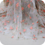 130cm Width Floral Pattern Embroidery Lace Fabric by the Yard