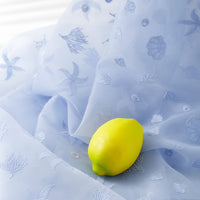 135cm Width Blue Organza Ocean Creatures Starfish Tulle Embroidery Lace Fabric by the Yard