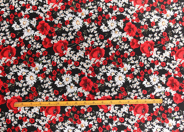55” Width Daisy and Rose Flower Print Fabric by The Yard – iriz Lace