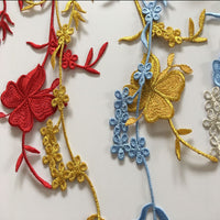 55cm  x 17cm Vine Butterfly Floral Embroidery Lace Emblem Lace applique
