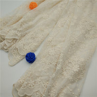 130cm Width Vintage Daisy Geometric Flower Pattern Embroidery  Lace Fabric by the Yard