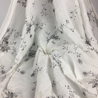 130cm Width Length Black and White Floral and Vine Embroidery Fabric by the Yard
