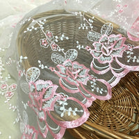 53” Width Organza Bilateral Symmetrical Jacquard Floral Lace Embroidered Fabric by The Yard