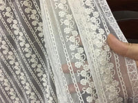 51” Width Premium Parallel Floral Embroidery Lace Fabric by the Yard