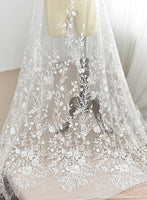 130cm Width x 95cm Length Premium Flower Embroidered Wedding Bridal Dress Lace Fabric