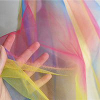 59” Width Colorful Rainbow Tulle Lace Fabric by The Yard