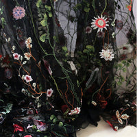 130cm Width Botanical Vine Floral Embroidery Lace Fabric by the Yard