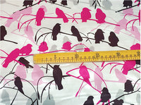 140cm Width x 95cm Length Premium Birds on Branches Silk Fabric