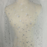 59” Width Foil Glittering Star Lace Fabric by the Yard
