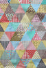 59” Width Geometric Triangle Block Colorful Floral Bontanical Cotton Linen Fabric by the Yard