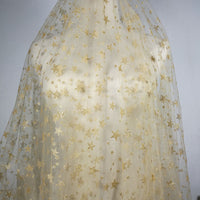 59” Width Foil Glittering Star Lace Fabric by the Yard