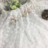 130cm Width x 95cm Length Premium Vine and Flower Embroidery Diamond Tulle Net Lace Fabric