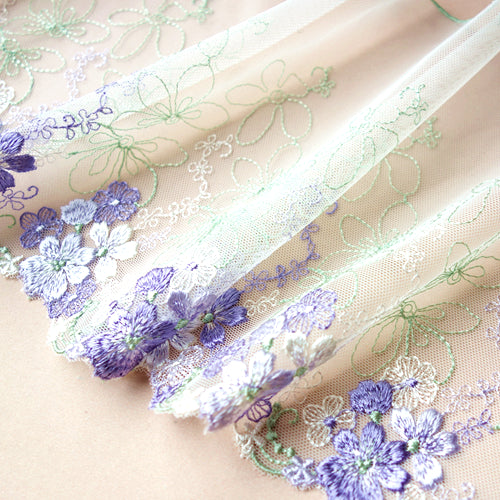 15cm Width x 270cm Length Premium Vivid Floral Sakura Embroidery Lace Fabric Trim