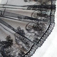 3 Yards of 23cm Width DIY Craft Lace Black Gauze Lace Floral Embroidery Fabric Trim