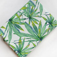 59” Width Botanical Green Bamboo Leaves Print Canvas Fabric by The Yard