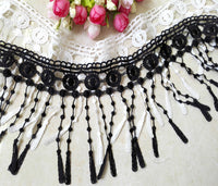 5 Yards of 12cm Width Embroidery Lace Embellishment Ribbon Tassel Fringe