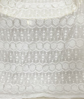 49” Width 3D Parallel Floral Embroidery Cotton Fabric by The Yard