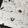 150cm Width x 95cm Length Cartoon Birds Sketch Abstract Birds Print Cotton Linen Fabric