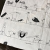 幅150cm x 長さ95cm 漫画の鳥のスケッチ 抽象的な鳥のプリント コットンリネン生地