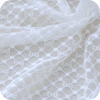 51” Width Swiss Grid with Butterfly and Flower Knots Embroidery Lace Fabric by the Yard