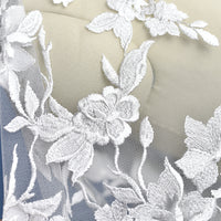 130cm Width x 95cm Length Premium Vine Flower Embroidered Wedding Bridal Dress Lace Fabric