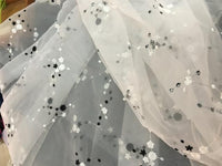 130cm Width Black and White Organza Floral Embroidery Lace Fabric by the Yard