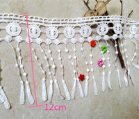 5 Yards of 12cm Width Embroidery Lace Embellishment Ribbon Tassel Fringe