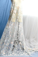 130cm Width x 95cm Length Premium Colorful 3D Floral Embroidery Lace Fabric